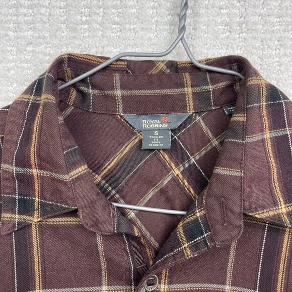 Royal Robbins Shirt Mens S Plaid Long Sleeve Dark Red / Brown Outdoor Western - Picture 6 of 14